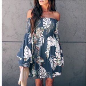 Illa illa vici smocked off the shoulder dress